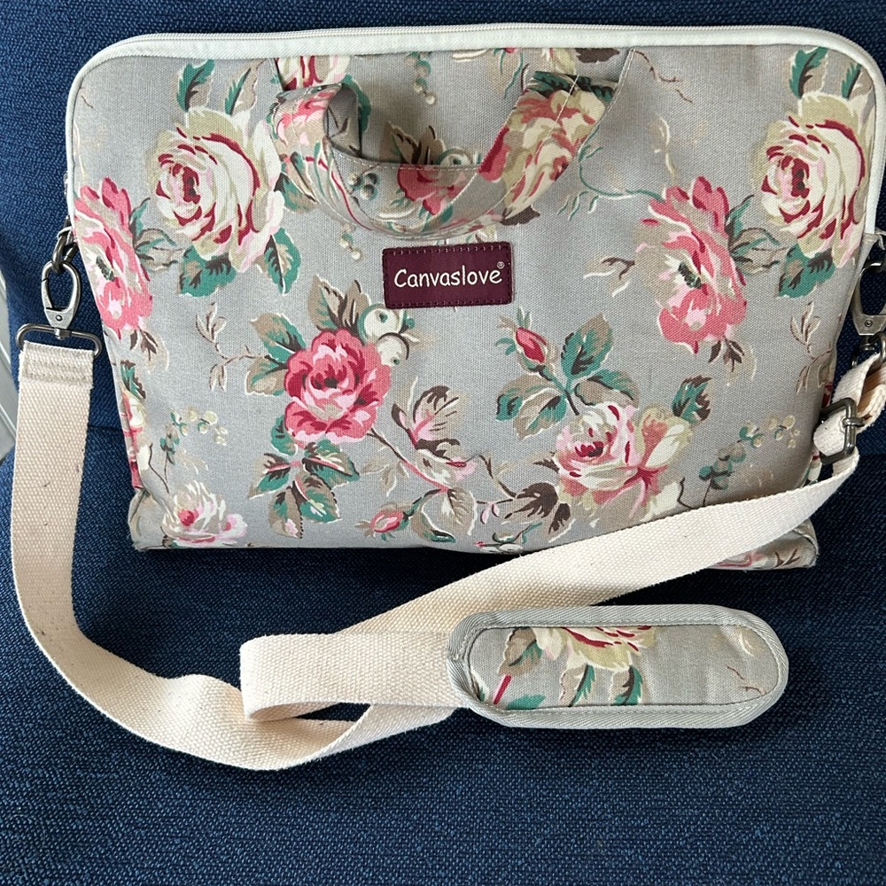 Floral Laptop Bag - Gray and Pink - Picture 2 of 4